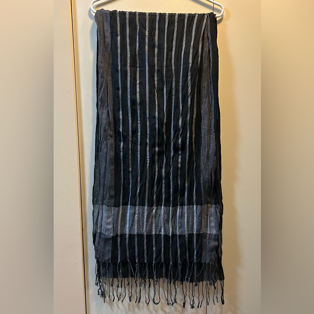 Elegant Black and Gray Striped Scarf from egypt